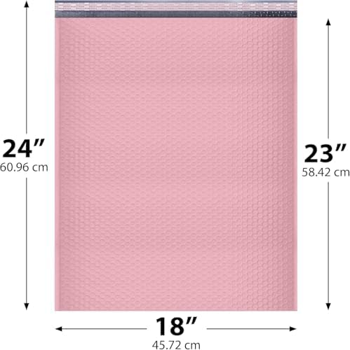Light Pink Bubble Mailers 18x24, Poly Padded Envelopes #9, 20 Pack - Image 2