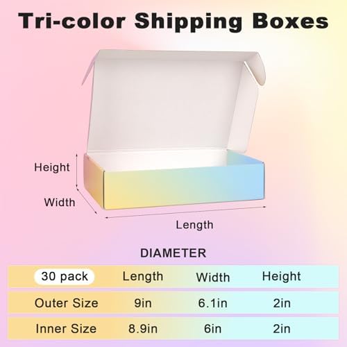 Shipping Boxes for Packaging 9x6x2", 30 Pack Colorful Corrugated Cardboard Boxes, Paper Mailing Boxes for Small Business - Image 2