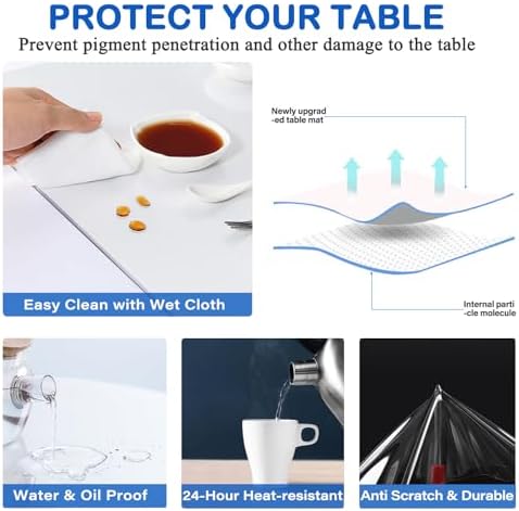 42 X 60 Inch Clear Plastic Office Desk Blotter Keyboard Pad Computer Mat Table Protector Tablecloth Wipeable Rectangular PVC Vinyl Wooden Furniture Glass End Side Top Protection Cover Waterproof - Image 3