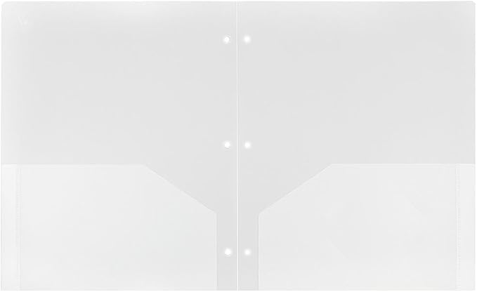JAM PAPER Heavy Duty Plastic 3 Hole Punch Pocket Folders - Extra Tough School Folders - Clear - 6/Pack - Image 4