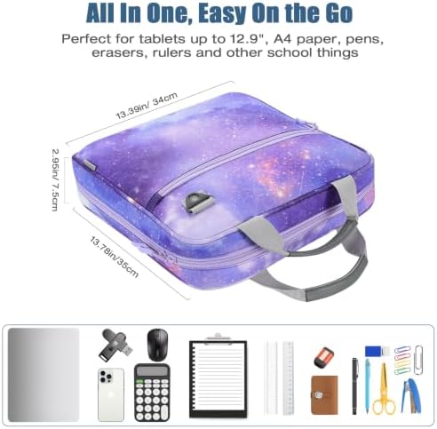 MoKo Zipper Binder, 2 inch 3 Ring Binder with 500 Sheet Capacity Multi-Pocket School Bag with Padded Shoulder Strap Handle, School Supplies Organizer for Middle Student, Star Purple - Image 6