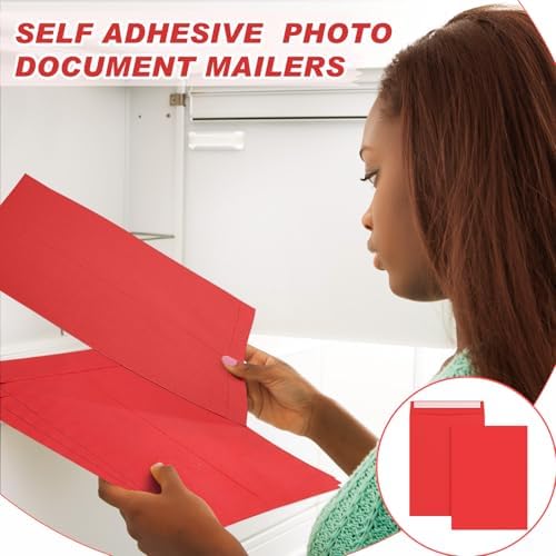 100 Pcs 9'' x 12'' Catalog Envelopes Self Adhesive Manila, Red - Image 5