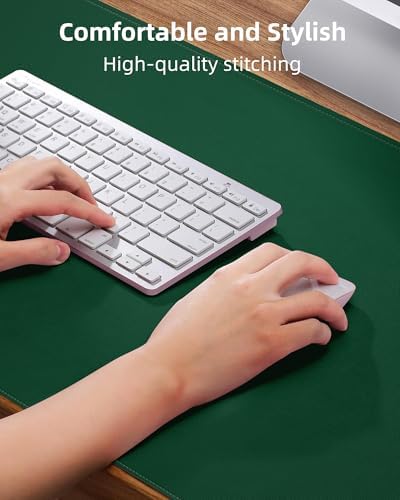 Leather Desk Pad Protector, Mouse Pad, Office Desk Mat, Non-Slip PU Leather Desk Blotter, Laptop Desk Pad, Waterproof Desk Writing Pad for Office and Home (Green, 31.5" x 15.7") - Image 3
