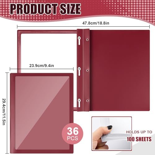 Teling 36 Pcs Report Covers with 3 Prong Presentation Folders, Red - Image 2