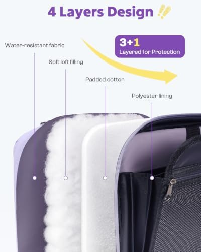 Puffer Zipper Binder 3 Ring with Pencil Pouch, 3" D-ring Binder with Zipper and Shoulder Strap, 600 Sheets Capacity Zip Up Binder with 15.6" Laptop Pocket, Binder Bag for School College Office, Purple - Image 7