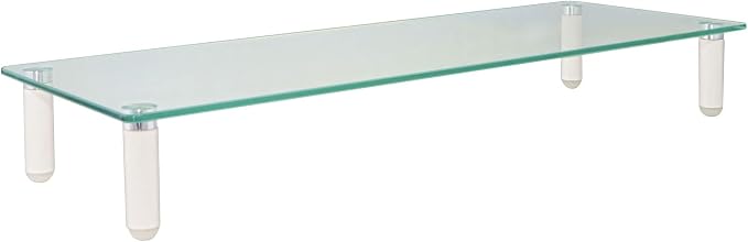 Kantek Glass Monitor Riser with 5mm Tempered Glass Platform and 40-Pound Capacity, 22-Inch W x 8.25-Inch D x 3.25-Inch H, Clear Glass (MS370) by Kantek