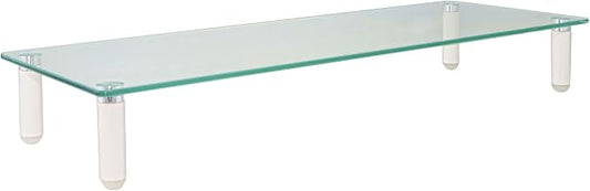 Kantek Glass Monitor Riser with 5mm Tempered Glass Platform and 40-Pound Capacity, 22-Inch W x 8.25-Inch D x 3.25-Inch H, Clear Glass (MS370) by Kantek