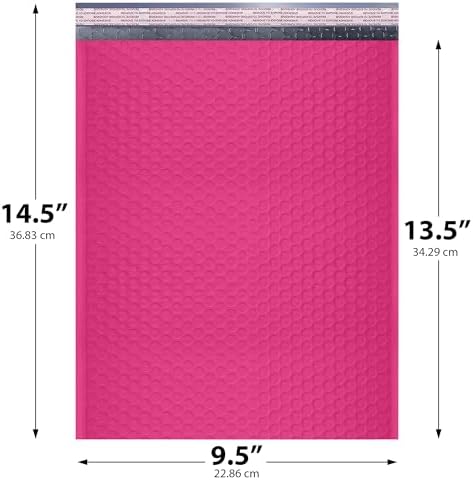 Hot Pink Bubble Mailers 9.5x14.5 Poly Padded Envelopes #4, 200 Pack - Image 2