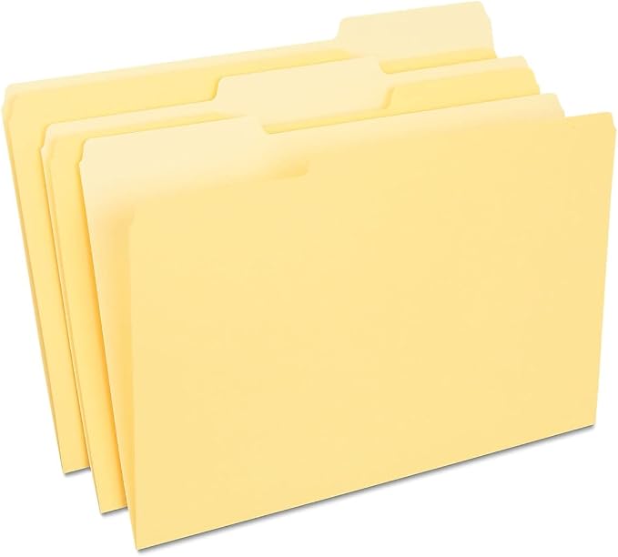 Staples Colored File Folders, Legal Size, 3‑Tab Top‑Tab Design, Yellow, Durable Paper Stock, 100/Pack by Staples