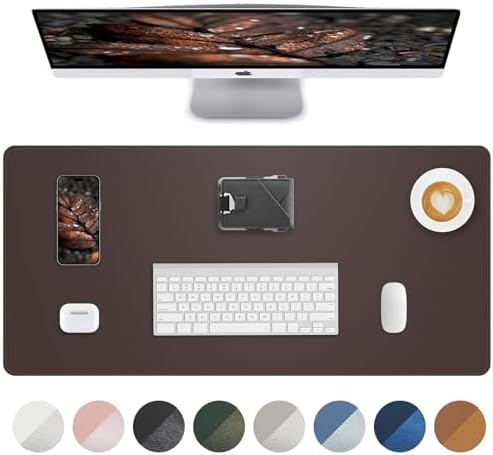 PU Leather Mouse Pad & Desk Mat - 31.5"x15.7" Large Non-Slip Office Desk Pad, Waterproof Laptop & Writing Surface, Premium Workstation Cover for Home & Office (Coffee Brown) by AFIING