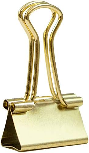 JAM PAPER Colorful Binder Clips - Medium - 1 1/4 Inch (32 mm) - Gold Binderclips - 15/Pack - Image 2