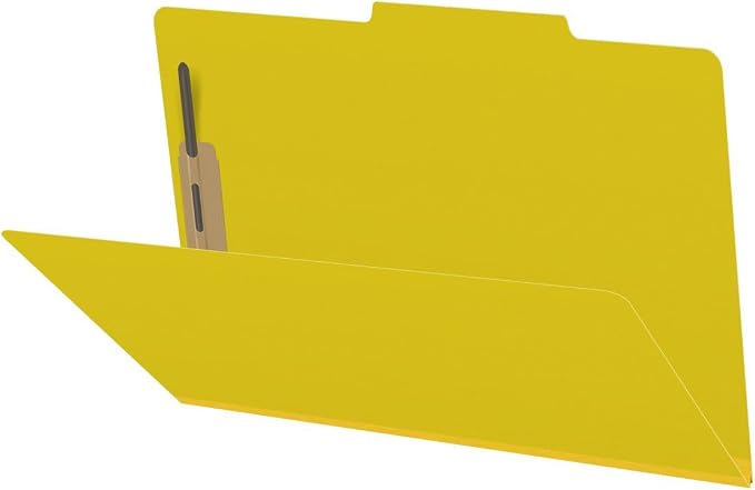 25 Pt. Pressboard Classification Folders, 2/5 Cut ROC Top Tab, Legal Size, No Dividers, Yellow (Box of 25) by Ecom+Folders