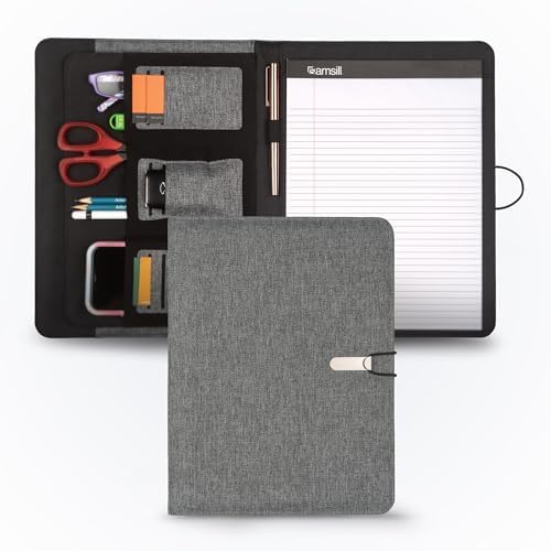 Samsill Professional Padfolio, Recycled Water Bottle Material, rPET, Business Portfolio for Men and Women, with 8.5 x 11 Writing Pad, Contrast Gray/Black by Samsill