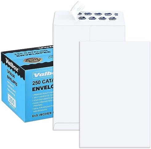 ValBox 6x9 Self Seal Security Catalog Envelopes 250 Count Small White Envelopes for Mailing, Storage and Organizing by ValBox