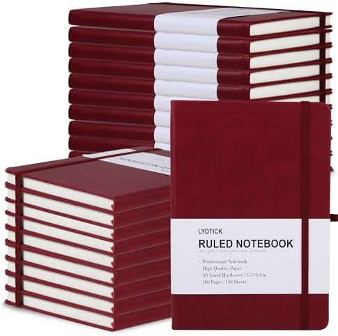 20 Pack Journals for Writing College Ruled Notebooks Journal in Bulk, Hardcover Notebooks (200Pages) for Note Talking, Lined Bullet Journals for Home School Office, 5.7"x8.4", Red by LYDTICK