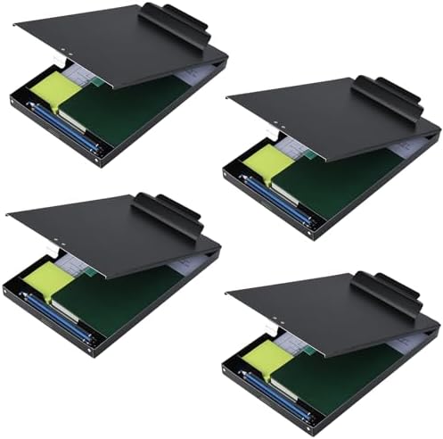 ZCZN Aluminum Clipboard with Storage, 4 Pack Recycled Metal Clipboard Box, Form Holder, Suitable for School, Office, Jobsite or Medical Staff, 9.25 x 13.78 Inches, Black by ZCZN