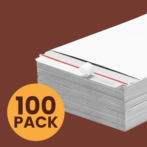 The Boxery White Flat Photo/Document Mailer Envelopes with Peel & Seal Closure-(100 Pack) 7 inch x 9 inch Stay Flat Cardboard Ridgid Mailers - Image 3