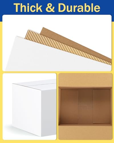 Assorted-Sizes-Shipping-Boxes-45-Pack: 4x4x4 & 5x5x5 & 6x6x6 Small-Shipping-Boxes-Mailers, White Corrugated-Cardboard-Boxes-for-Packing-Small-Business Mailing - Image 4