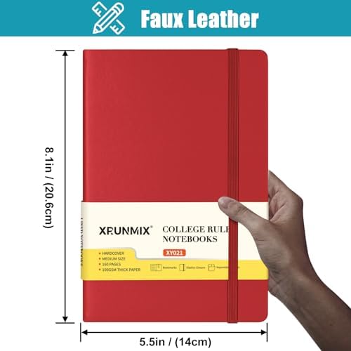 XRUNMIX 8 Packs Lined Notebook for Work, Journals for Writing, A5 Size (5.5" x 8.3"), 100gsm Thick Paper, Lined 160 Pages, Hardcover Classic Notebook for Journaling & Note-Taking- 8 Assorted Color - Image 3