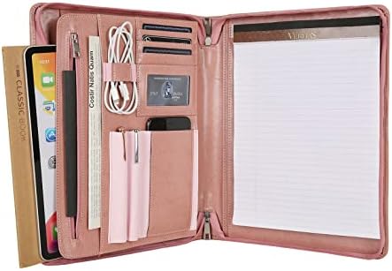 Pink Leather Portfolio for Women, Resume Portfolio Folder with Zipper, Customized Portfolio, Personalized Executive Portfolio Organizer, Vegan Leather Padfolio for Women, Custom by DUKECOW