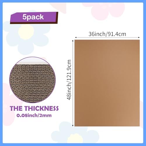 RLAVBL 5 Pack 36x48 Large Corrugated Cardboard Sheets, Flat Cardboard Inserts for Shipping, Mailing, Packing, DIY Crafts - Image 2