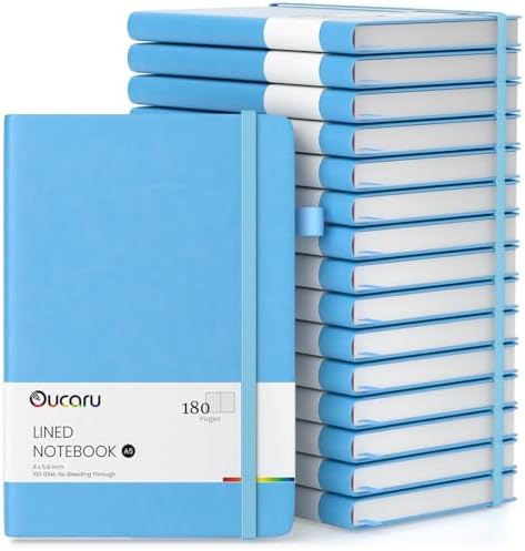 Oucaru 16 Pack Bulk Journal Notebook, A5 Lined Notebook Set, 180 Pages by Oucaru