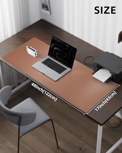 Large Desk Mat - 48" x 17"Leather Desk Pad Protector, Office Desk Mat, Non-Slip PU Leather Large Mouse Pad, Waterproof Desk Blotter Mat, Desk Cover for Office and Home (Champagne Gold) - Image 5