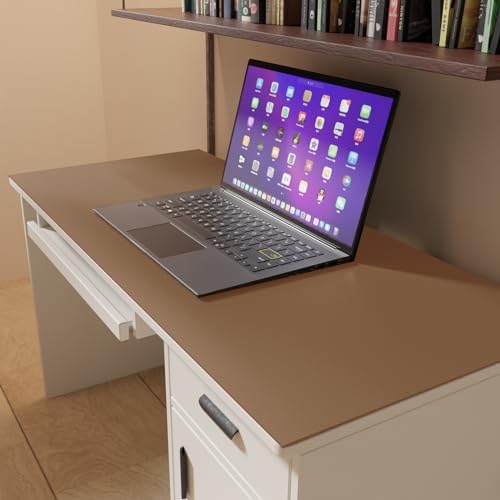 Faux Leather Table Cover,1.8mm Thick,24x48 Inch Desk Cover,Large Desk Mat,Table Protector,Table Cover Protector,Desk Protector,Table Pad(Mud Color+Champagne Gold,24x48) - Image 6
