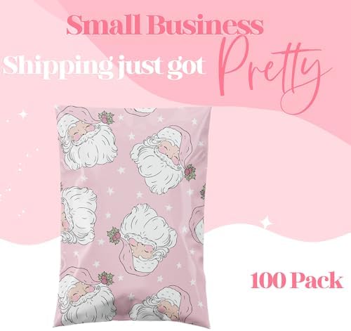 Pretty Package Store Poly Mailers 6x9, Pink Santa, 100 Pack - Image 6