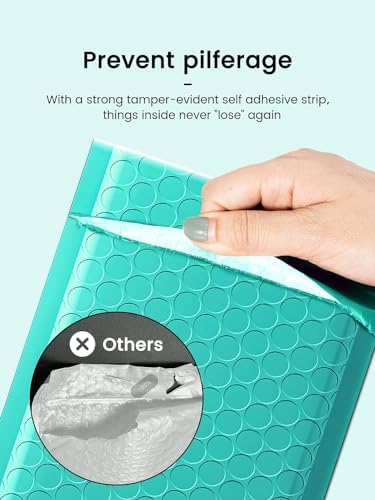 GSSUSA Teal Bubble Mailers 4x8" 500 Pack Padded Envelopes Self Seal - Image 6
