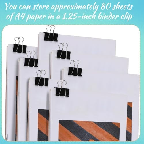 Jetec 500 Pcs Black 1.25 Inch Binder Clip Paper Clamp Metal Paper Clip - Image 4