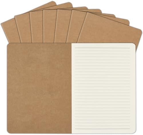 ZCZN 8 Pack A5 Kraft Notebooks Bulk, 8.15x5.5 Inches Lined Paper Journaling Notebooks, Notebooks for Work, Composition Notebooks for School, Journal Notebooks for Office, 60 Pages by ZCZN
