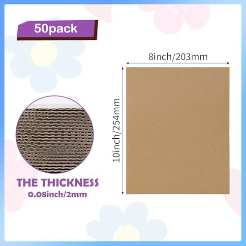 RLAVBL 50 Pack 8x10 Corrugated Cardboard Sheets, Flat Cardboard Inserts for Shipping, Mailing, Packing, DIY Crafts - Image 2