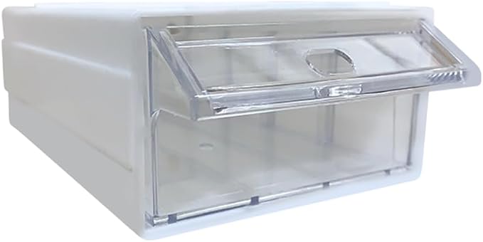 6 Pcs Drawer Stacking Storage Cabinet, White Plastic Drawers Storage Closet & 18 Pcs Clear Dividers Organizer Rack & 12 Pcs Tag Card for Home Office School - Image 3