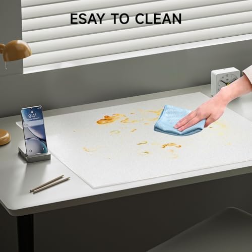 VASUHOME 24" x 18" Clear Tempered Glass Desk Mat - Multi-Functional Desk Pad for Keyboard and Monitor Protection, Dry Erase Surface, Ideal Table Top Protector for Home & Office - Image 5