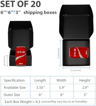 Black Shipping Boxes 6x6x3 Inches, 20 Pack - Image 2
