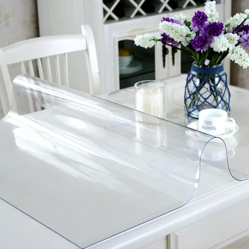Royhom Clear Table Protector 39 x 63 Inch - 2mm Thick Plastic Table Cover, Clear Table Cover Protector Rectangle, Waterproof PVC Desk Mat for Coffee Table, Writing Desk, Dining Room, Dresser - Image 2