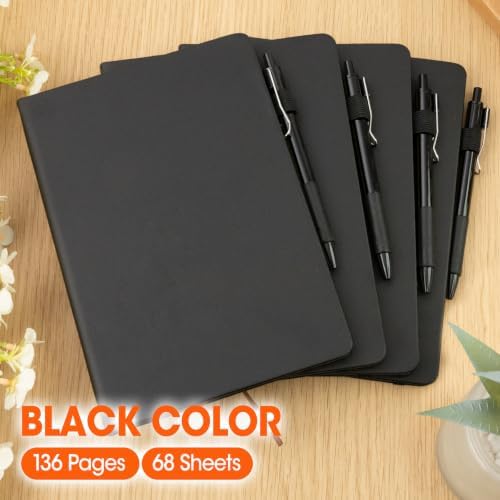 BGUP 20 Pack Lined Journal Notebook with Pen, A5 Hardcover Leather Journal 5.5"*8.3", Black 136 Pages College Ruled Notebooks and Pen Set for Office School Business Supplies - Image 3