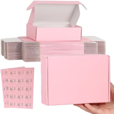 Small Shipping Boxes 7x5x2, 20 Pack Pink Mailing Boxes for Packaging Small Business, Corrugated Cardboard Samll Boxes for Shipping Packing by OitiO