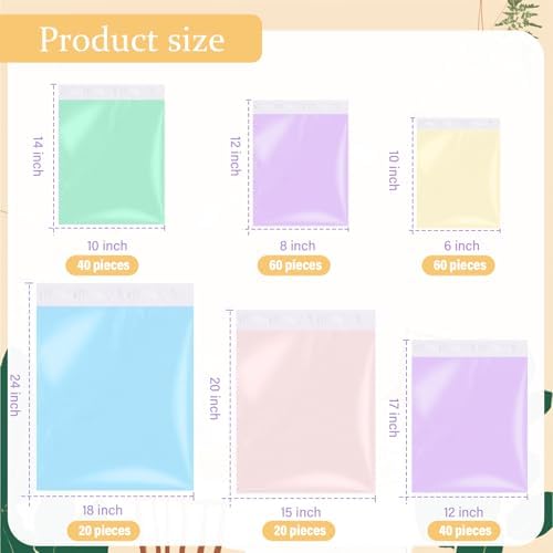Outus 240 Pcs Poly Mailers Variety Size Pack Shipping Bags, Colorful - Image 2