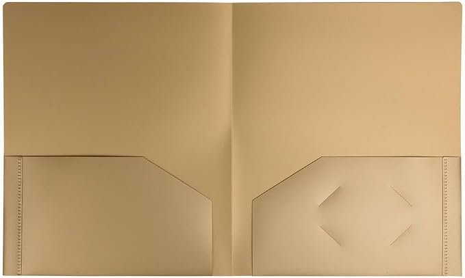JAM PAPER Heavy Duty Plastic 2 Pocket Extra Tough School Folders - Gold - Bulk 144/Box - Image 2