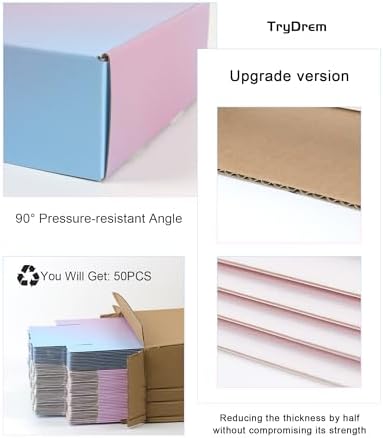 50 Pack 6x6x2 Shipping Boxes for Small Business, Purple Gradient Corrugated Cardboard Boxes, Mailer Packaging Boxes for Nail Candle Grad Gift Literature Shipping - Image 3