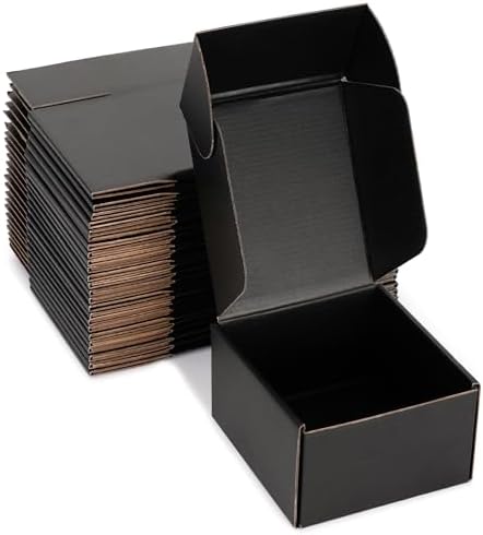 Black Shipping Boxes 6x6x4 Inches, 20 Pack by DUZCLI