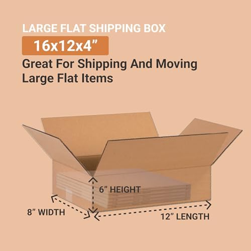 BOX USA Shipping Boxes Flat 16"L x 12"W x 4"H 25-Pack - Corrugated Cardboard Box for Moving, Mailing, Packing, Packaging and Storage - Image 2
