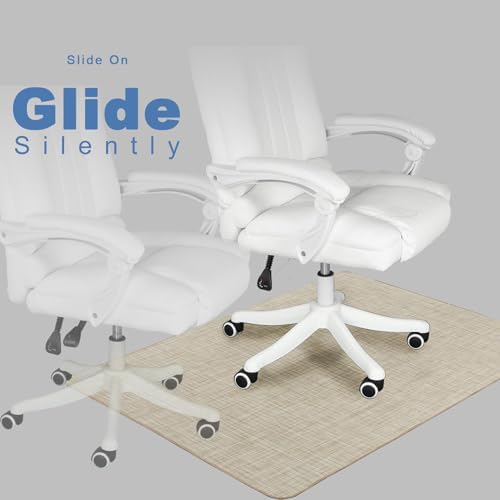 Chair Mat for Hardwood Floor, 36" x 48" Heavy Duty Office Chair Mat for Rolling Chairs, Anti Slip, Non-Curve, Floor Protector for Home Office, Ivory Linen Weave - Image 5
