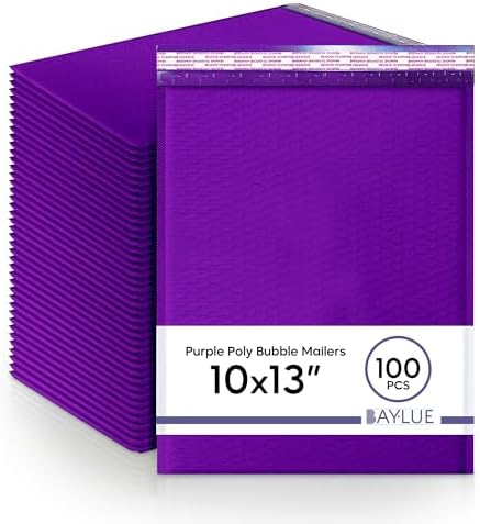 Purple Bubble Mailers 10x13, Self Seal Poly Padded Envelopes, 100 Pack Bulk by BAYLUE