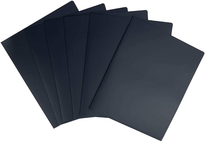 JAM PAPER Heavy Duty Plastic 2 Pocket Extra Tough School Folders - Navy Blue - 6/Pack - Image 3