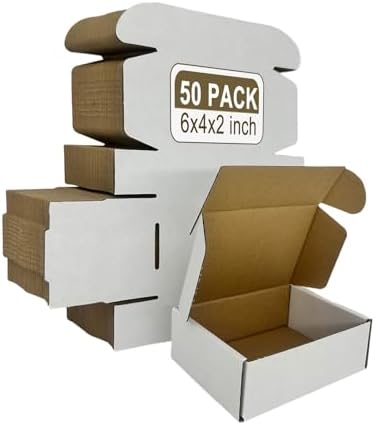 Small Shipping Boxes 6x4x2, Set of 50, White Corrugated Cardboard Box Mailer (YD642-50W) by SZYANGDA