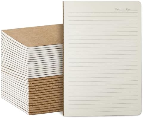 30 Pack Kraft Notebooks Bulk A5, 60 Pages Lined Ruled Journals, 8.3x5.5 In by Foliom