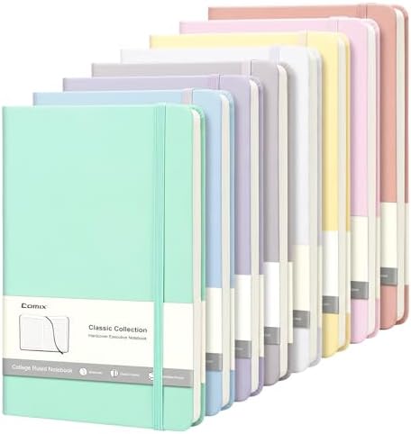 Comix 8 Pack Lined Journal Notebooks for Work, 240 Pages, 5.5"x8.3" by Comix